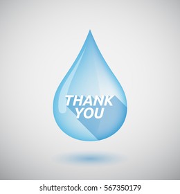 Illustration of a long shadow  water drop with    the text THANK YOU