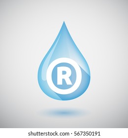 Illustration of a long shadow  water drop with    the registered trademark symbol
