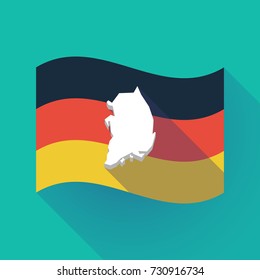 Illustration of a long shadow waving Germany flag with  the map of South Korea
