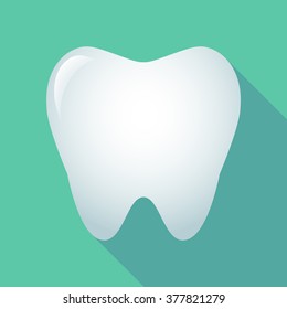 Illustration of a long shadow white tooth icon