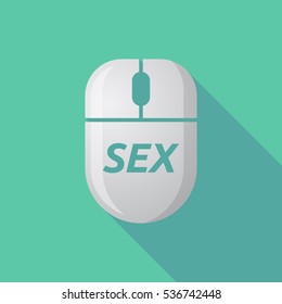 Illustration of a long shadow wireless computer mouse with    the text SEX