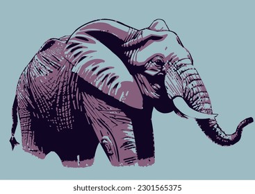 Illustration of a long tusk elephant