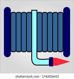 Illustration of a long water hose. Vector illustration of firefighters. Suitable for icons and stickers.