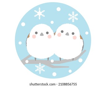 It is an illustration of long-tailed tit and snow.