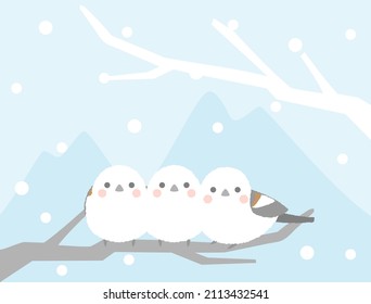 It is an illustration of long-tailed tit and snow.