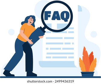 Illustration looking for frequently answered questions, digital business vector illustration with colorful design. flat vector illustration