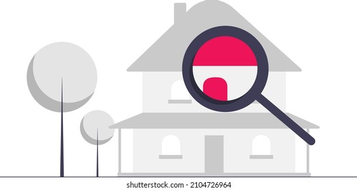 illustration of looking for a nice house with a search icon and a house image. Vector illustrations