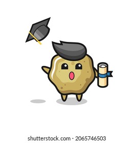 Ilustración de taburetes sueltos dibujos animados arrojando el sombrero en la graduación, diseño de estilo lindo para camiseta, pegatina, elemento logo