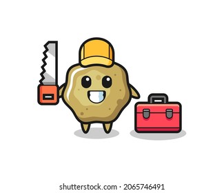 Ilustración del personaje de las taburetes sueltas como leñador , diseño de estilo lindo para camisetas, pegatinas, elemento logotipo