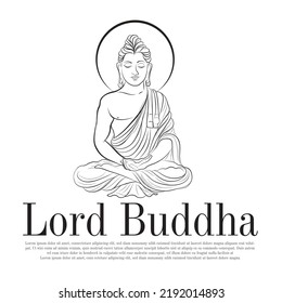 An illustration of Lord Buddha, Beautiful Line art of meditation, Outline drawing of symbol of peace