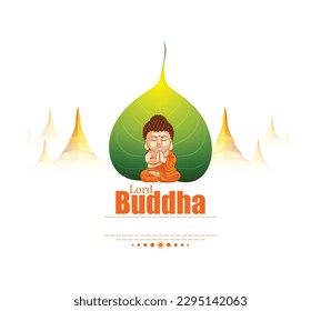 Illustration of Lord Buddha for Buddhist festival, Happy Budddha Purnima or Vesak Day