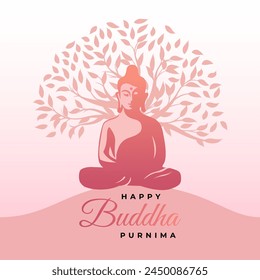 Illustration of Lord Buddha meditating beneath the Bodhi Tree, celebrating the joyous occasion of Buddha Purnima Vesak.