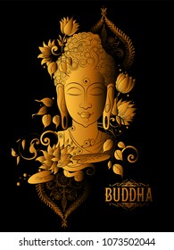 illustration of Lord Buddha in meditation for Buddhist festival of Happy Buddha Purnima Vesak