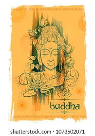 illustration of Lord Buddha in meditation for Buddhist festival of Happy Buddha Purnima Vesak