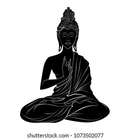 illustration of Lord Buddha in meditation for Buddhist festival of Happy Buddha Purnima Vesak