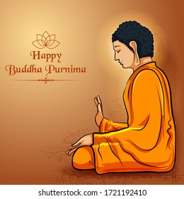 illustration of Lord Buddha in meditation for Buddhist festival of Happy Buddha Purnima Vesak