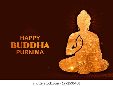 illustration of Lord Buddha in meditation for Buddhist festival of Happy Buddha Purnima Vesak