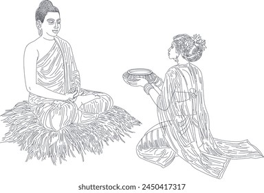 Ilustración del Señor Buda en la meditación para el festival budista de Buda Feliz vesak