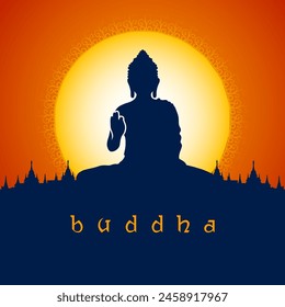 illustration of Lord Buddha in meditation for Buddhist festival of Happy Buddha Purnima Vesak