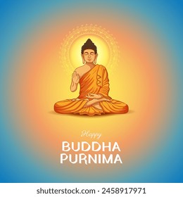 Ilustración del Señor Buda en la meditación para el festival budista de Buda Feliz Purnima Vesak