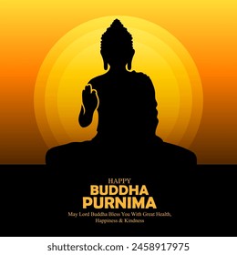 illustration of Lord Buddha in meditation for Buddhist festival of Happy Buddha Purnima Vesak