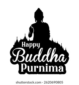 illustration of Lord Buddha in meditation for Buddhist festival of Happy Buddha Purnima Vesak