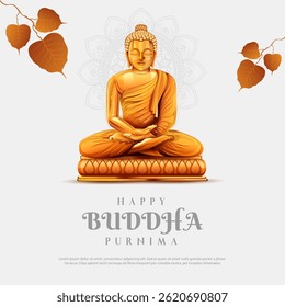 illustration of Lord Buddha in meditation for Buddhist festival of Happy Buddha Purnima Vesak