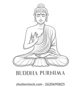 illustration of Lord Buddha in meditation for Buddhist festival of Happy Buddha Purnima Vesak