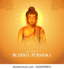 illustration of Lord Buddha in meditation for Buddhist festival of Happy Buddha Purnima Vesak