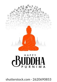 illustration of Lord Buddha in meditation for Buddhist festival of Happy Buddha Purnima Vesak