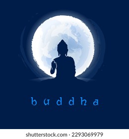 ilustración de Lord Buddha en meditación bajo el festival Bodhi Tree for Buddhist Happy Buddha Purnima Vesak