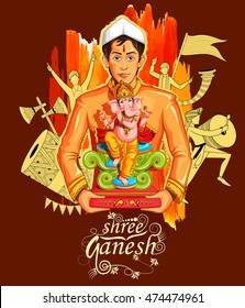 illustration of  Lord Ganapati background for Ganesh Chaturthi