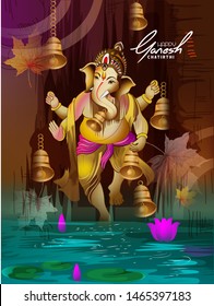 illustration of Lord Ganesh on Ganesh Chaturthi background