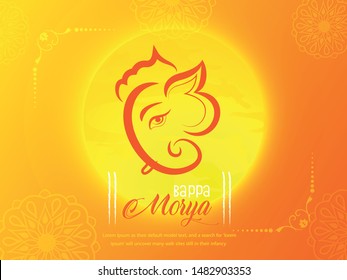 Illustration of Lord Ganesha background for Ganesh Chaturthi celebration with Prayer to Lord Ganesha ( shri Ganeshaye Namah ).