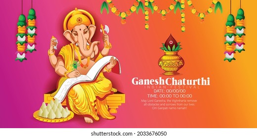 ilustración de los antecedentes de Lord Ganesha para el festival Ganesh Chaturthi de la India