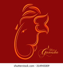 Illustration of Lord Ganesha Face for Ganesha Chaturthi & Diwali festival celebrated by Indians