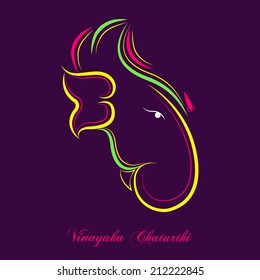 Illustration of Lord Ganesha Face for Ganesh Chaturthi And Diwali