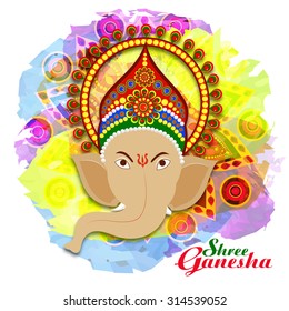 Illustration of Lord Ganesha Face for Ganesh Chaturthi & Diwali festival celebrated by Indians