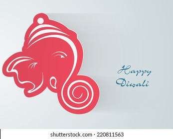 Illustration of Lord Ganesha face in pink colour with stylish text.