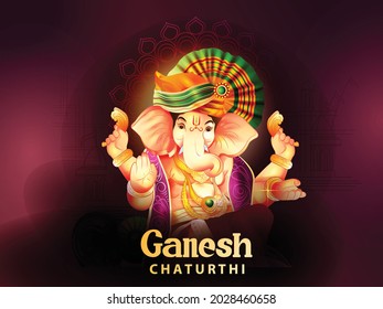 illustration of Lord Ganesha for Ganesh Chaturthi with background