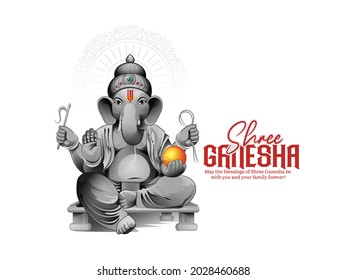 illustration of Lord Ganesha for Ganesh Chaturthi with background