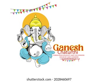 illustration of Lord Ganesha for Ganesh Chaturthi with background