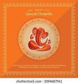 Illustration von Lord Ganesha für Ganesh Chaturthi Festival of India Vektorbanner Poster Grußkarte