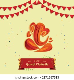 Illustration von Lord Ganesha für Ganesh Chaturthi Festival of India Vektorbanner Poster Grußkarte