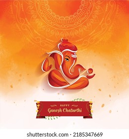 illustration of lord Ganesha for Ganesh Chaturthi festival of India vector banner poster greeting card - Shutterstock ID 2185347669