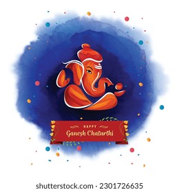 illustration of lord Ganesha for Ganesh Chaturthi festival of India vector banner poster greeting card