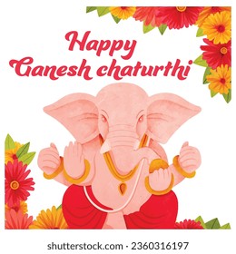 illustration of lord Ganesha for Ganesh Chaturthi festival of India vector banner poster greeting card