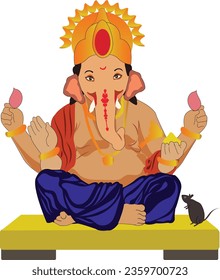 Illustration of Lord Ganesha for Ganesh Festival, India Festivals