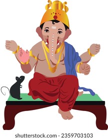 Illustration of LORD GANESHA for Ganesh Festival, India, Lord Ganesha