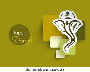 Illustration of Lord Ganesha on beautiful abstract background on occasion of Diwali festival celebration in India. 